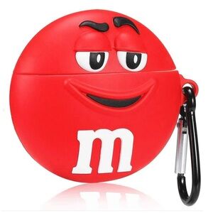 Red silicone cartoon M&M case for AirPod pro with key chain